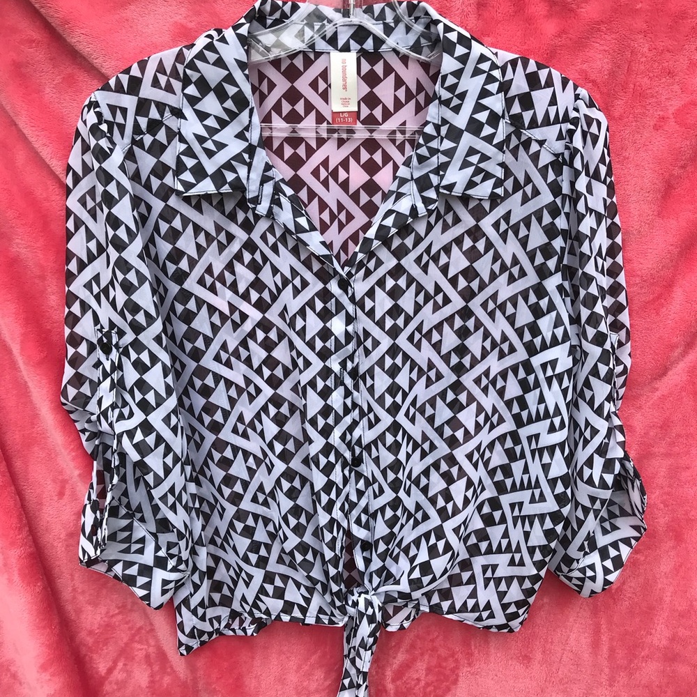 Black and white sheer blouse